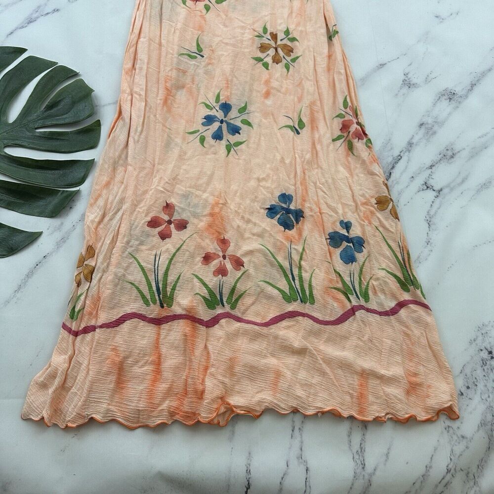 AT Moda Estate Womens Vintage 90s Slip Maxi Dress Size M Peach Orange Floral - Picture 4 of 10